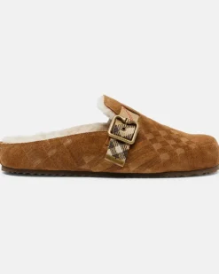 Clogs Urchin aus Veloursleder und Shearling Braun