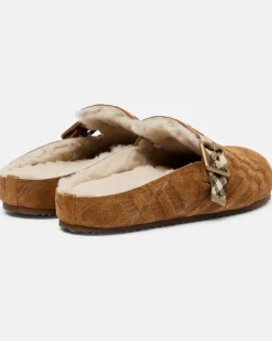 Clogs Urchin aus Veloursleder und Shearling Braun