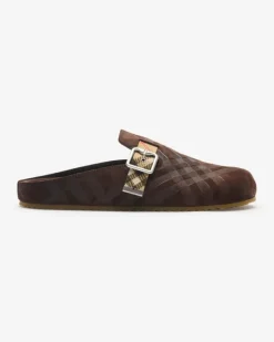 Clogs „Urchin“ aus Veloursleder mit Karomuster , Size Snug-Braun