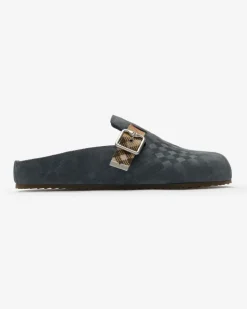 Clogs „Urchin“ aus Veloursleder mit Karomuster , Size Wave-Blau
