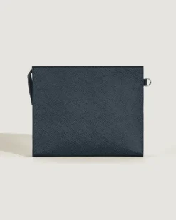 Clutch aus Sartorial Leder - Tweed-Blau - Leder - MB220428 - Clutches