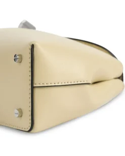 Clutch mini T-Lock aus Leder Beige