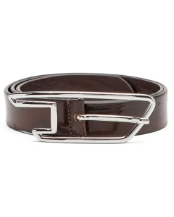 3 cm breiter Gürtel aus gewachstem Leder mit D-Logo-Schnalle - Gürtel - Unisex - Braun