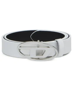 2.4cm breiter Ledergürtel mit emaillierter ovaler D-Schnalle - Gürtel - Damen - Weiss