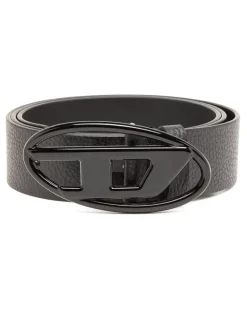 4cm Gürtel aus Leder mit matter Oval D-Schnalle - Gürtel - Unisex - Schwarz