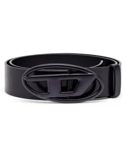 3.9cm Gürtel aus Leder mit Metallic-Oval D-Schnalle - Gürtel - Unisex - Blau