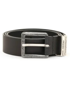 3.4cm Ledergürtel mit brünierten Metallelementen - Gürtel - Herren - Schwarz