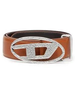 4 cm Ledergürtel mit gehämmerter Oval D-Schließe - Gürtel - Unisex - Braun