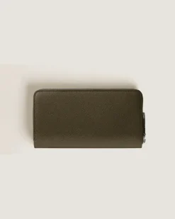 Continental-Brieftasche 12 cc mit Reißverschluss aus hochwertigem Leder - Khaki - Leder - MB221506 - Brieftaschen