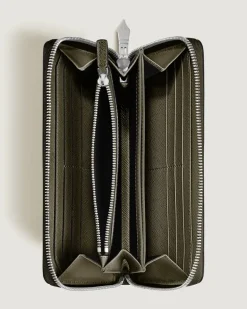 Continental-Brieftasche 12 cc mit Reißverschluss aus hochwertigem Leder - Khaki - Leder - MB221506 - Brieftaschen