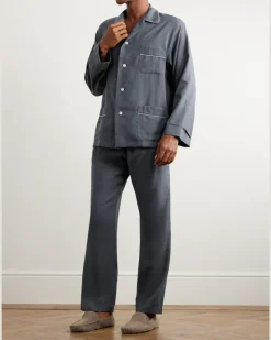 Cotton-Twill Pyjama Set Blue