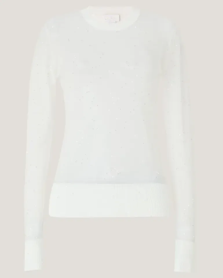 Crewneck wool sweater White