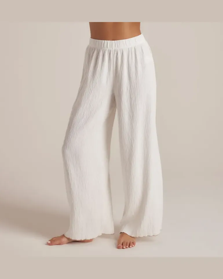 Crinkle Pyjamahose - Weiß White
