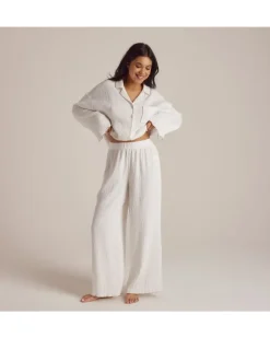 Crinkle Pyjamahose - Weiß White