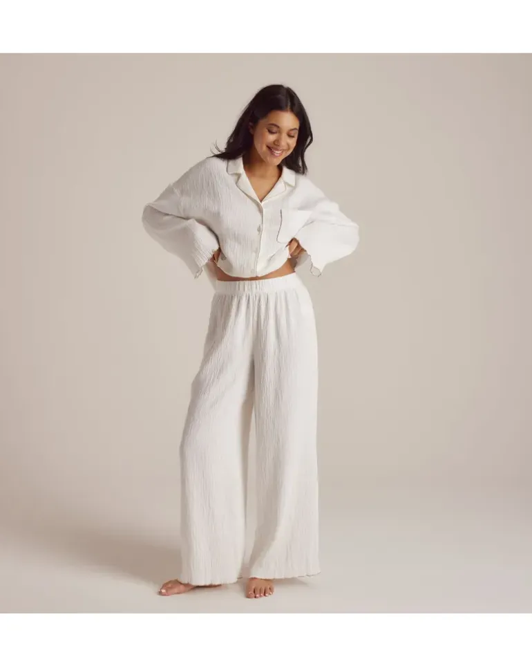 Crinkle Pyjamahose - Weiß White