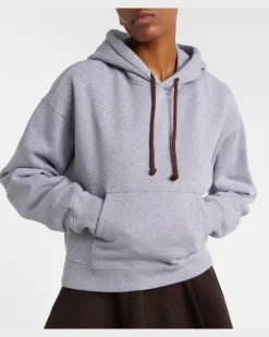 Cropped-Hoodie aus Baumwolle Grau