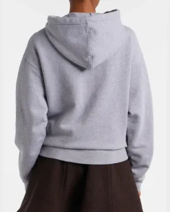 Cropped-Hoodie aus Baumwolle Grau