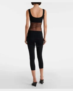 Cropped-Leggings mit Tüll Schwarz