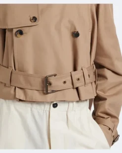 Cropped Trenchcoat aus Baumwolle Beige