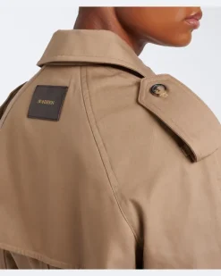 Cropped Trenchcoat aus Baumwolle Beige