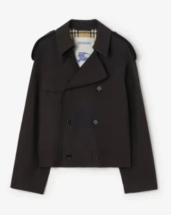 Cropped-Trenchcoat „Leadenham“ aus Tropen-Gabardine , Size Schwarz