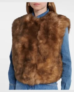 Cropped-Weste aus Shearling Braun