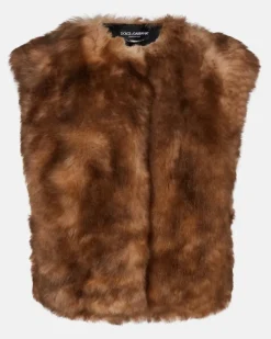 Cropped-Weste aus Shearling Braun