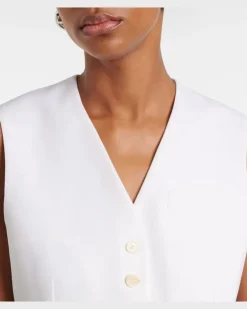 Cropped Weste aus Wolle Weiß