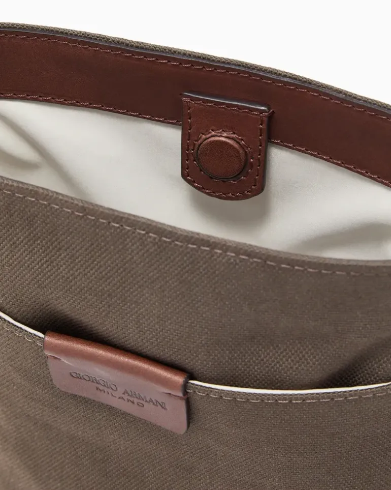 Crossbody Bag aus Canvas und Leder Braun