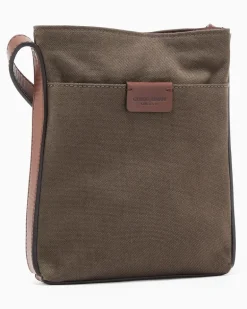Crossbody Bag aus Canvas und Leder Braun