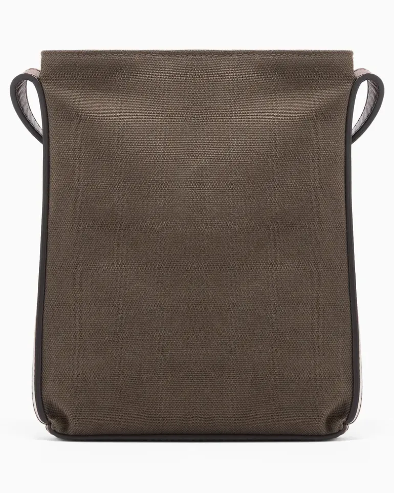 Crossbody Bag aus Canvas und Leder Braun