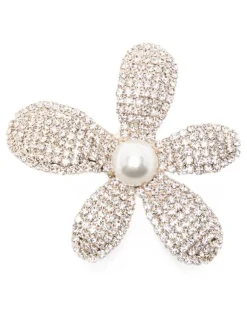 crystal-embellished faux-pearl brooch - Gold