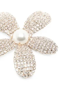 crystal-embellished faux-pearl brooch - Gold