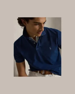Custom-Slim-Fit Piqué-Poloshirt Blue