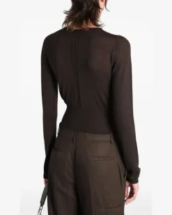 cut-out long-sleeve top - Braun