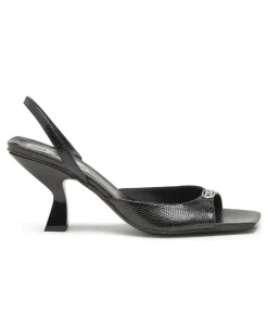 D-Amber-Slingback-Sandalen aus Leder in Eidechsen-Optik - Sandalen - Damen - Schwarz