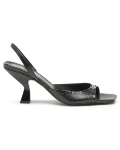 D-Amber-Slingback-Sandalen aus Leder in Eidechsen-Optik - Sandalen - Damen - Schwarz