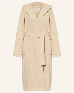 Damen-Bademantel Mit Kapuze beige