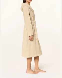 Damen-Bademantel Mit Kapuze beige