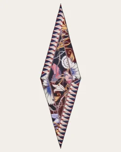 Damen Bandeau-Tuch mit Blumen und Schmetterlinge-Print Blau