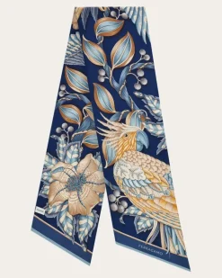 Damen Bandeau-Tuch Parrots-Print Blau