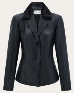 Damen Blazer aus Nappaleder Schwarz