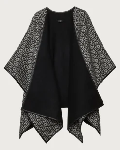 Damen Cape mit Gancini-Detail Schwarz