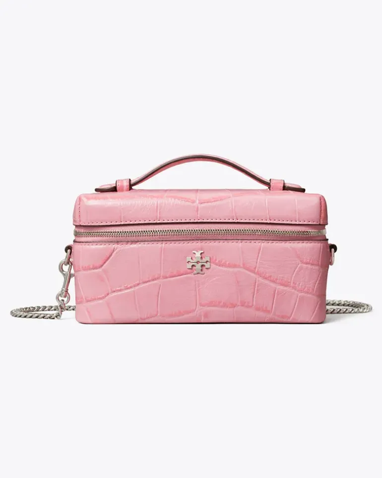Damen Charlie Kosmetiktasche mit Krokoprägung Rose