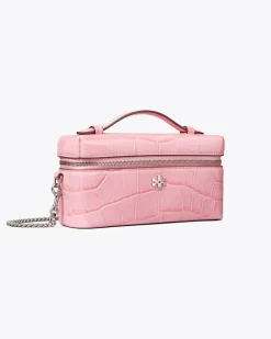 Damen Charlie Kosmetiktasche mit Krokoprägung Rose