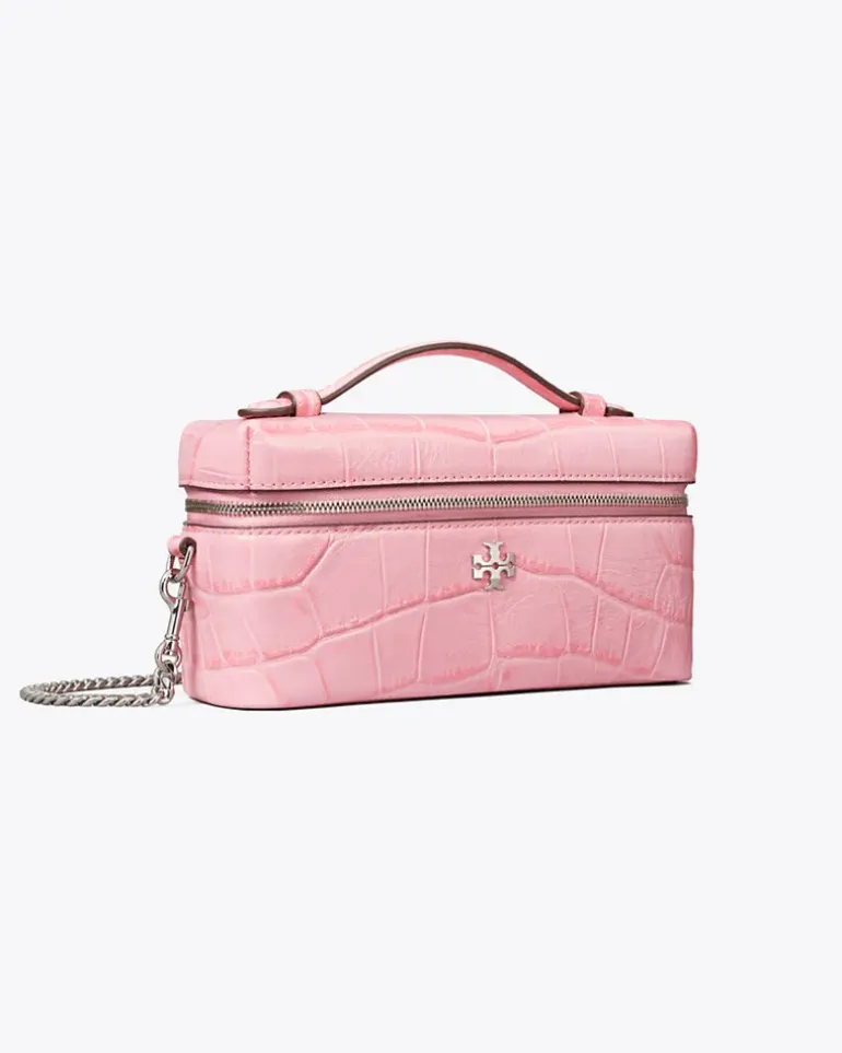 Damen Charlie Kosmetiktasche mit Krokoprägung Rose