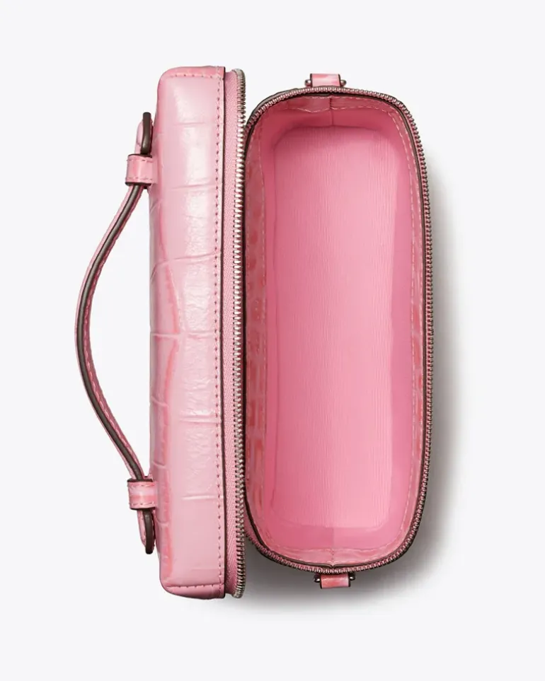Damen Charlie Kosmetiktasche mit Krokoprägung Rose
