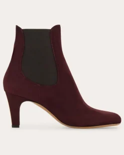 Damen Chelsea-Stiefelette mit Absatz Rot Größe