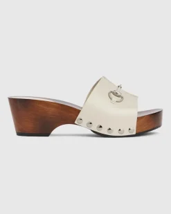 Damen-Clog mit Plateausohle Und Horsebit horsebit Beige