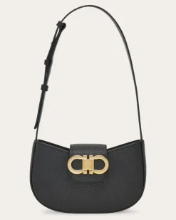 Damen Doppel-Gancini-mini-bag Schwarz
